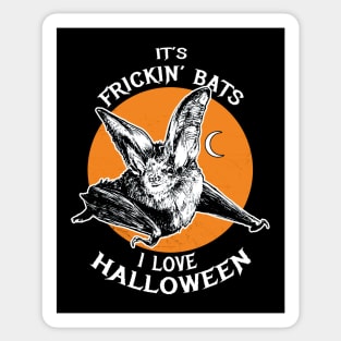 It's frickin' bats I love Halloween, vintage retro vampire bat and moon Sticker